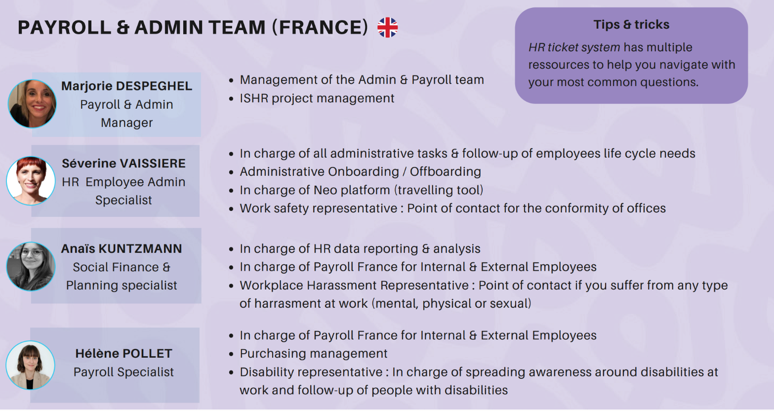 Payroll and admin team
